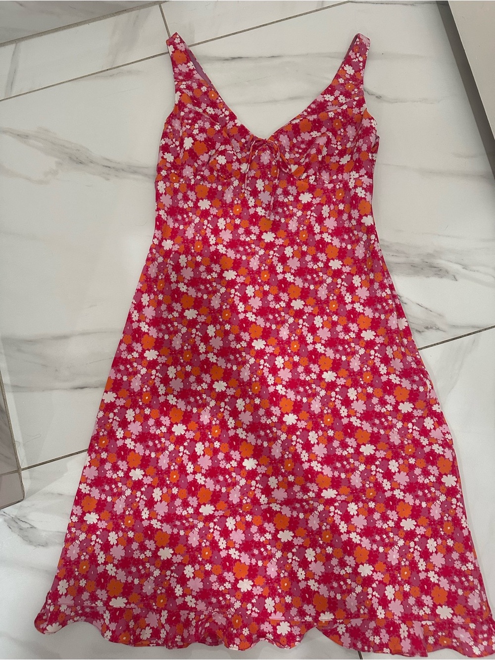 Y2K Express Pink & Orange Floral Dress